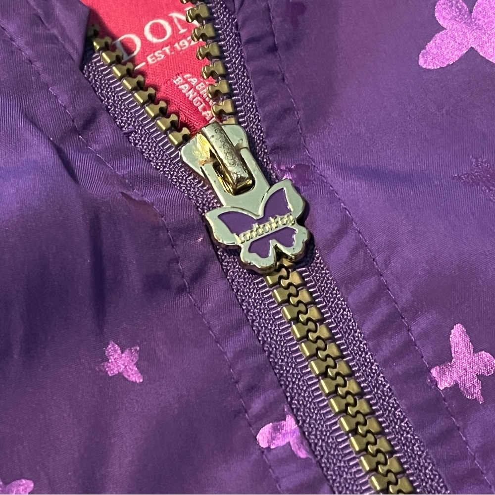 London Fog Girls Purple Pink Butterfly Hooded Jacket Coat Fleece Lining Size 4T - Picture 5 of 7